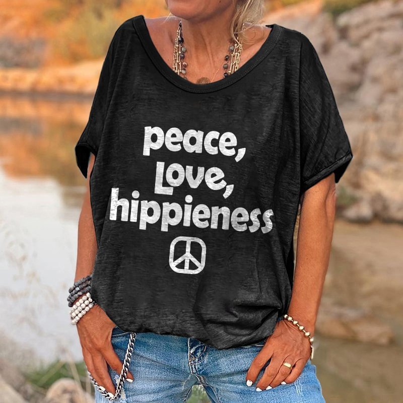 Peace, Love, Happiness Printed Women's T-shirt
