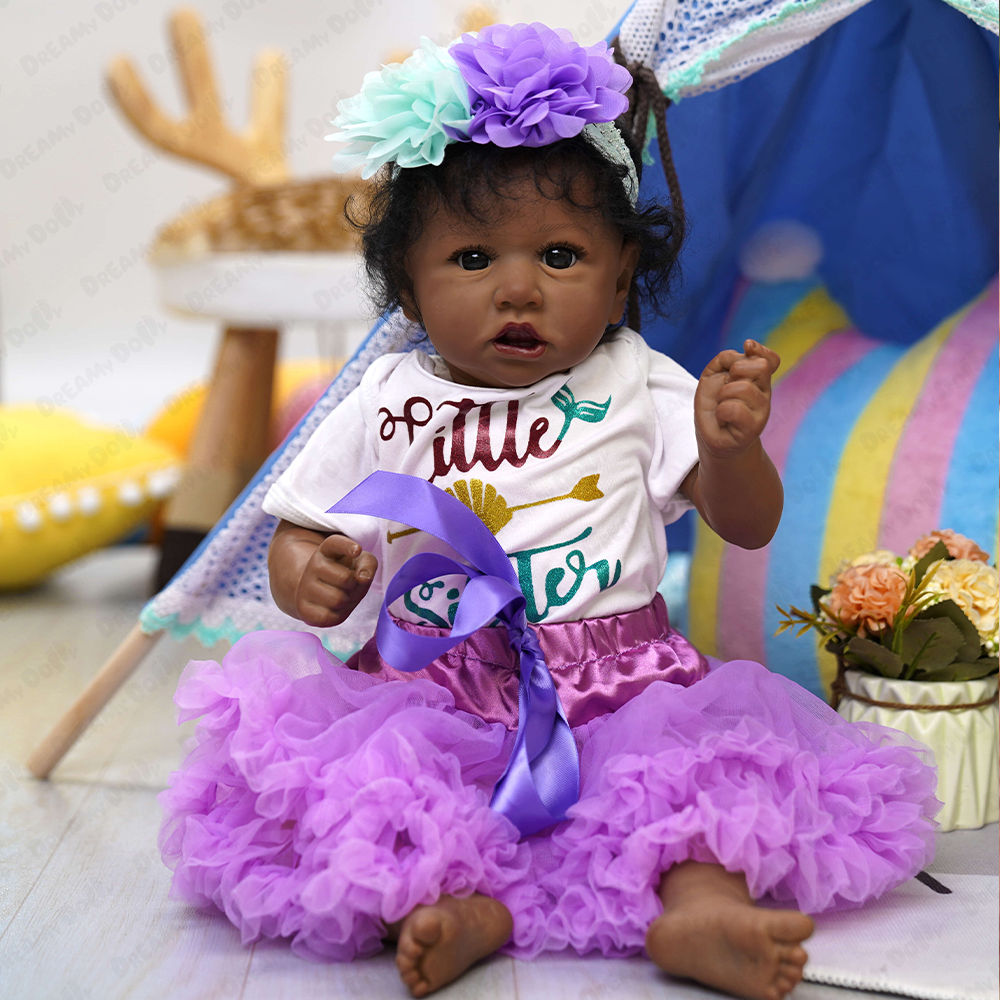  20 Inches African American Ribbon Doll named Daisy - Reborndollsshop.com-Reborndollsshop®