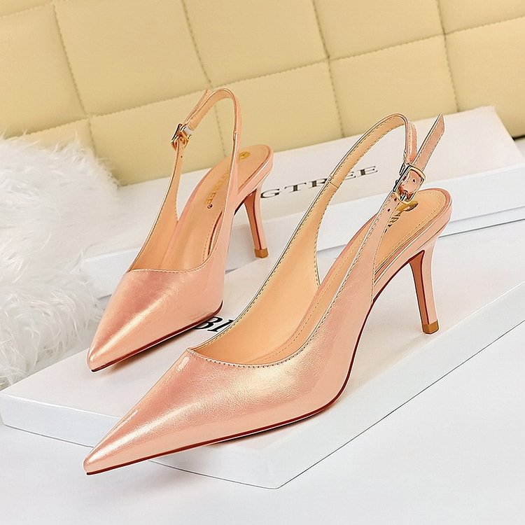 Women's Thin Heels With Shallow Mouth, Pointed End, Hollowed Out, Delicate And Thin High Heels