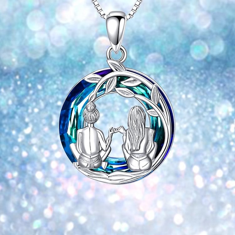 For Sister - S925 A sister is GOD's Way of making sure We Never Walk Alone Crystal Leaf Necklace