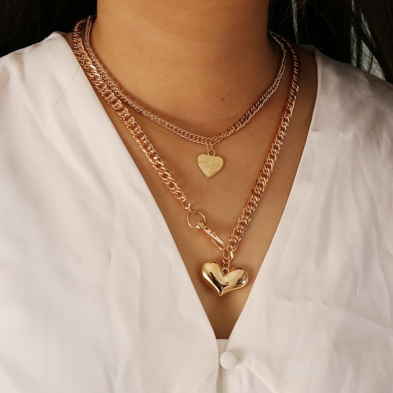 Minnieskull Ladies fashion love pendant all-match alloy necklace - Minnieskull