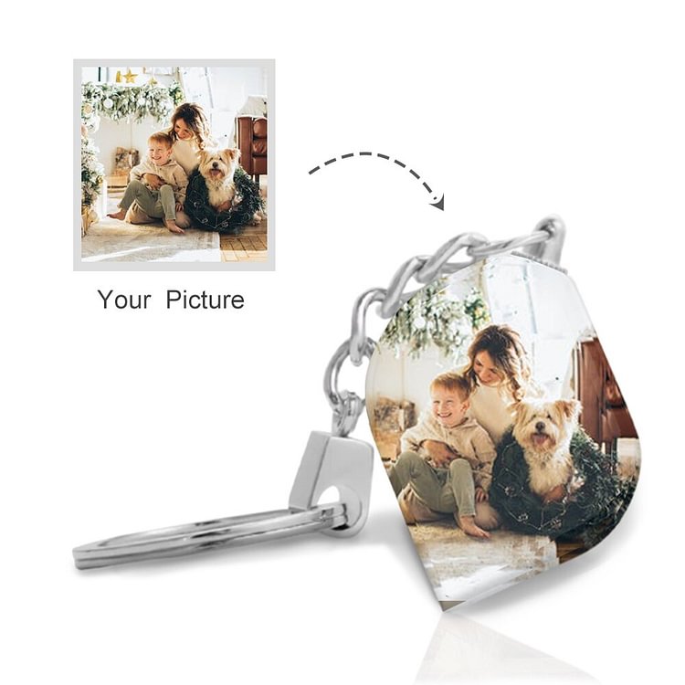 Custom  Photo Keychain Personalized Crystal Key Chain Love My Pets