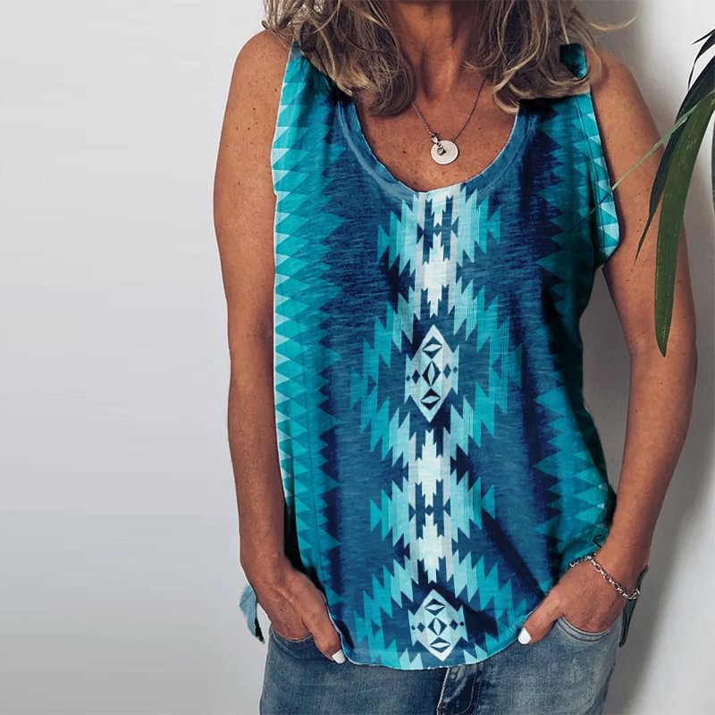 Geometric patterns ethnic sleeveless vest