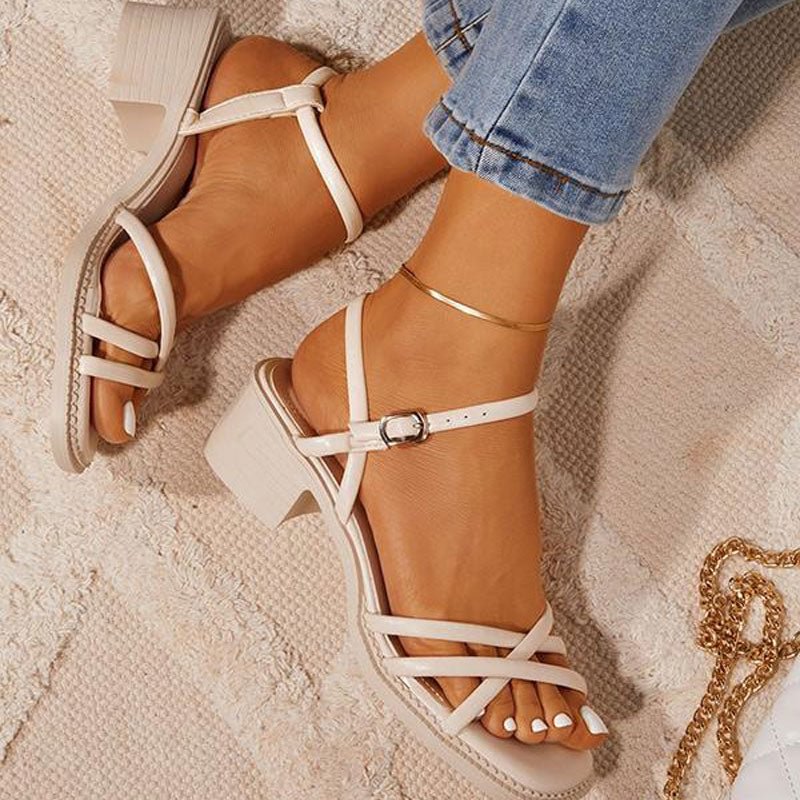 2021 Summer Strappy Ankle Strap Block Heels