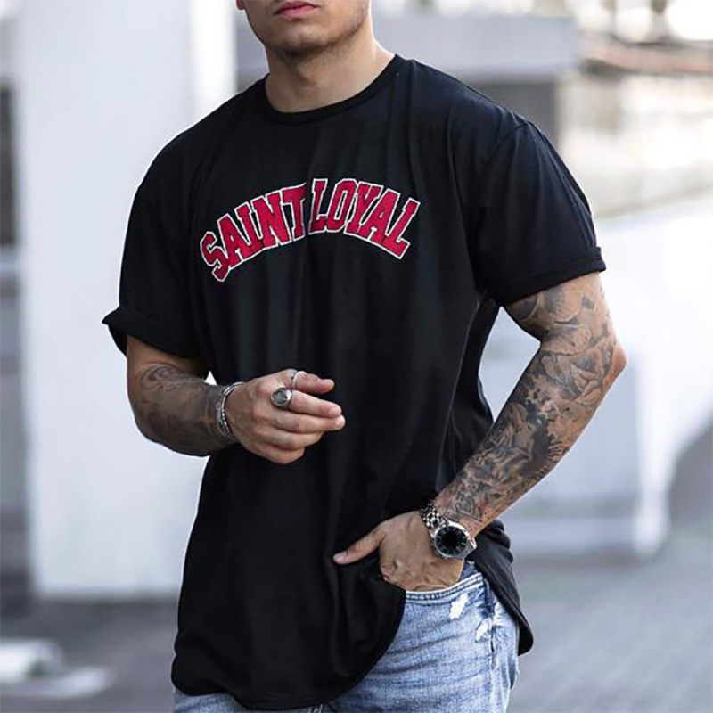 Men's casual fashion short sleeves letter printed T-shirt - Krazyskull
