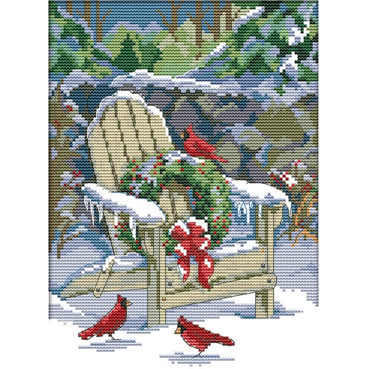 (Counted/Stamped)Christmas Snow View - Cross Stitch  21X30CM