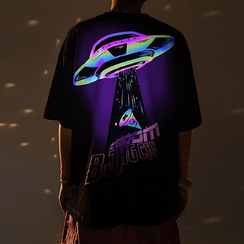 Reflective Gradient UFO Print Short Sleeve T-Shirt / Techwear Club / Techwear