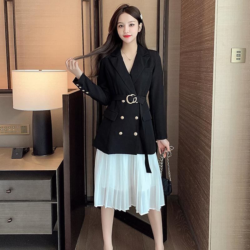 Fashion Double Breasted Blazers+Mesh Skirt P11553