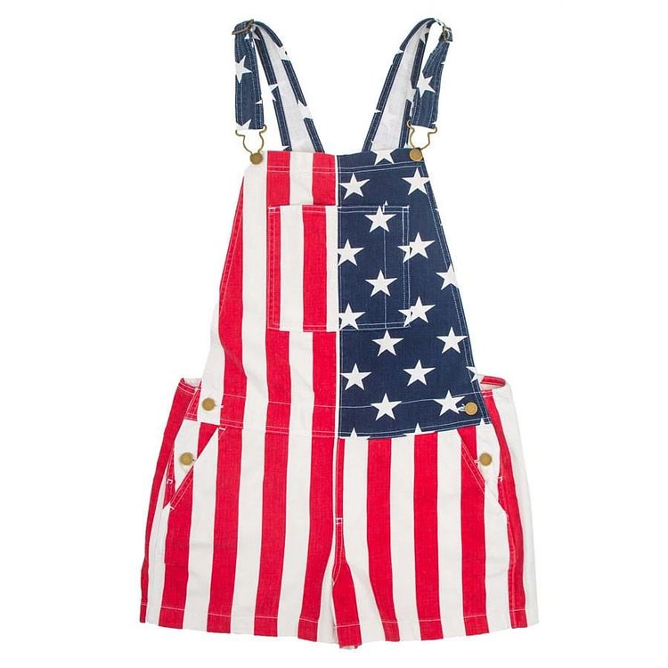 American Flag Unisex Overalls Shorts