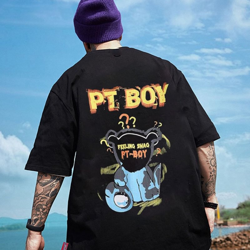 "PT-Boy" Trend Print Short Sleeve T-Shirt / Techwear Club / Techwear