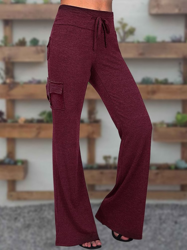 Women's Comfortable Textured Pockets Drawstring  Pants