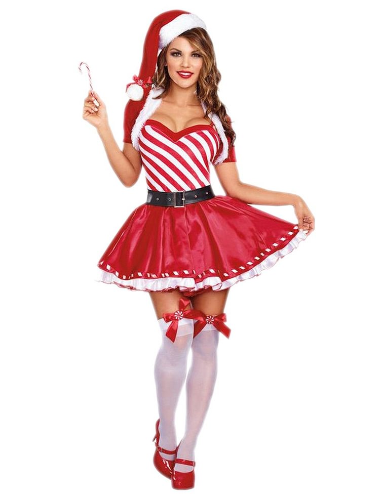 Tutu Skirt Striped Santa Costume-Mayoulove