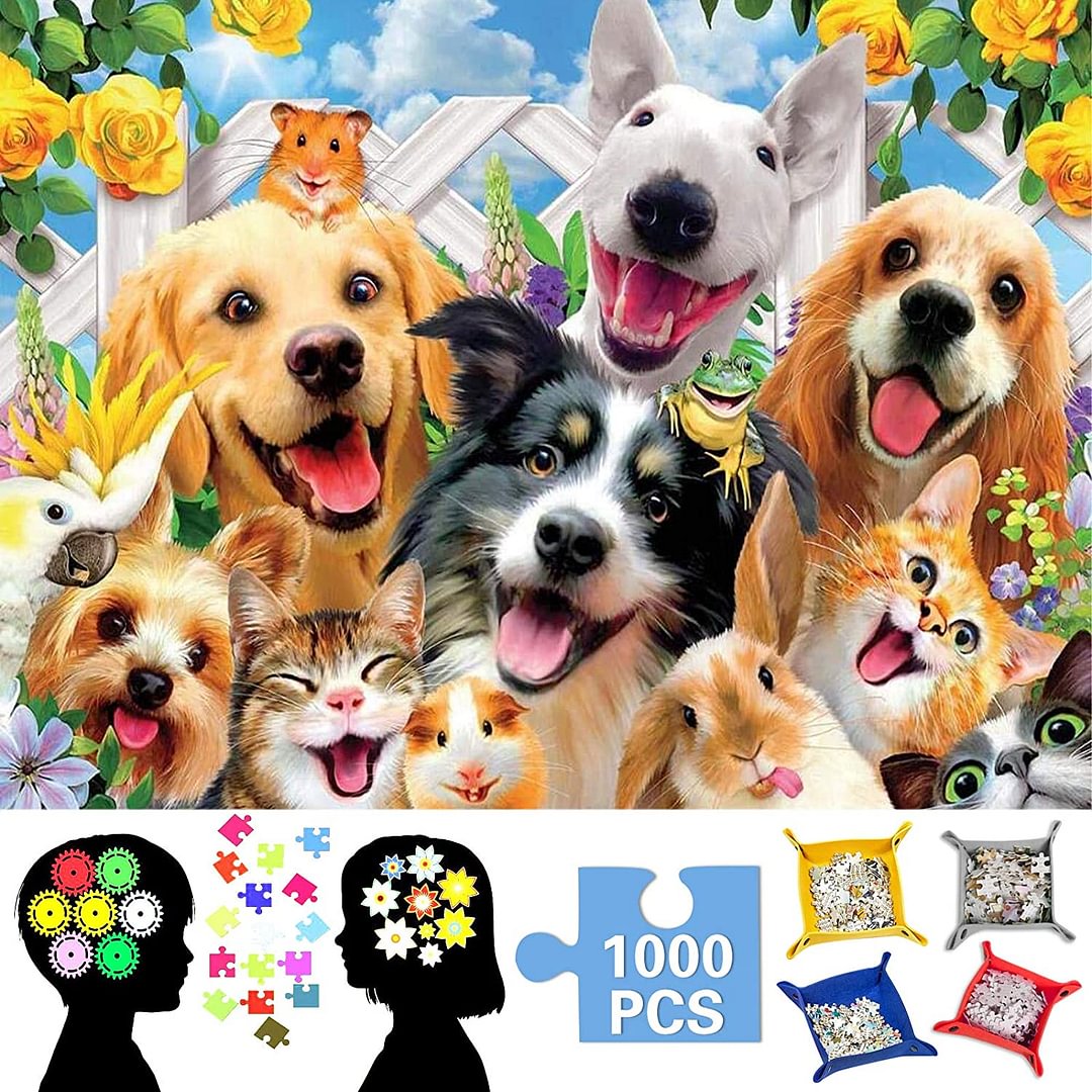 Jigsaw Puzzle for Adults 1000 Piece  Cute Cats Dogs Rabbits Puppies Playing Kids Large Puzzle Game Toys Gift  Home Decoration  - vzzhome