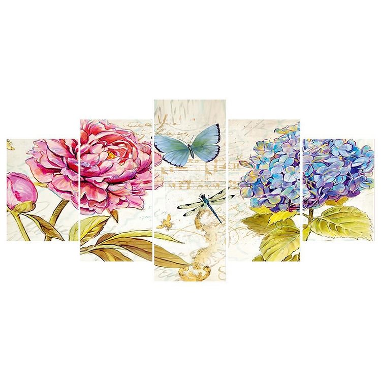 5pcs Butterfly - Full Round Drill Diamond Painting - 95x45cm(Canvas)