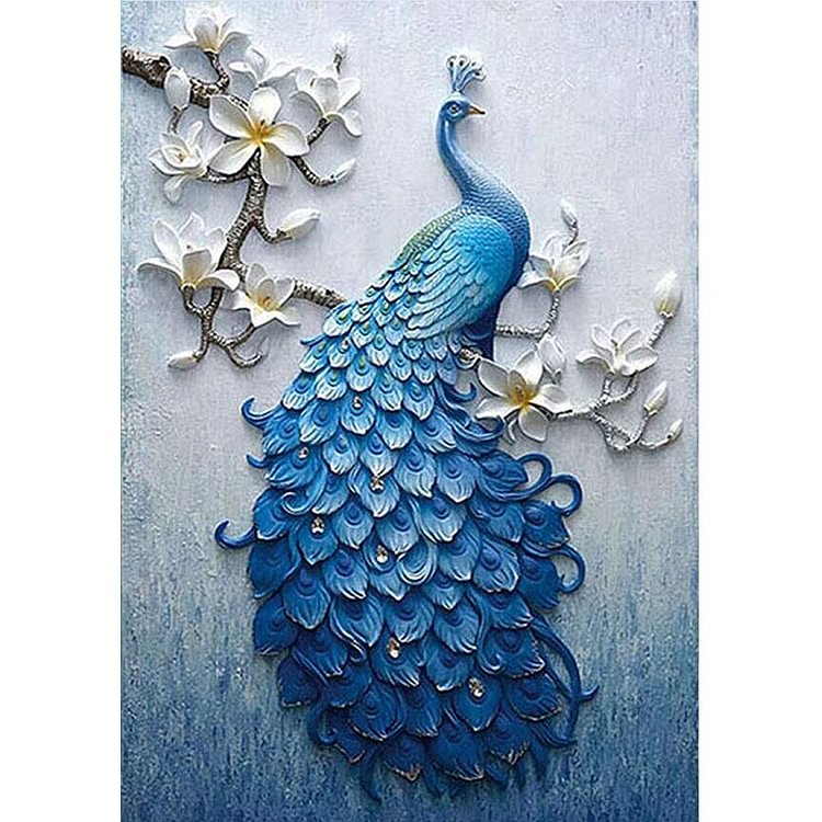 Blue Peafowl - Full Round Drill Diamond Painting - 30x40cm(Canvas)