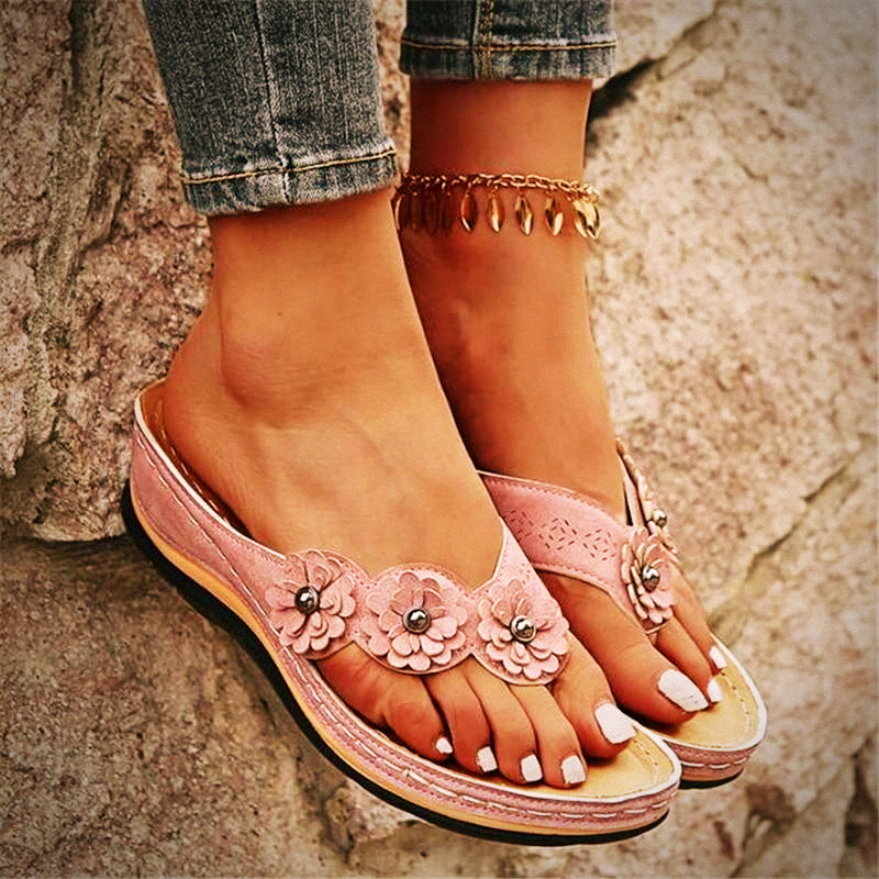 Women Summer New PU Sewing Thong Sandals