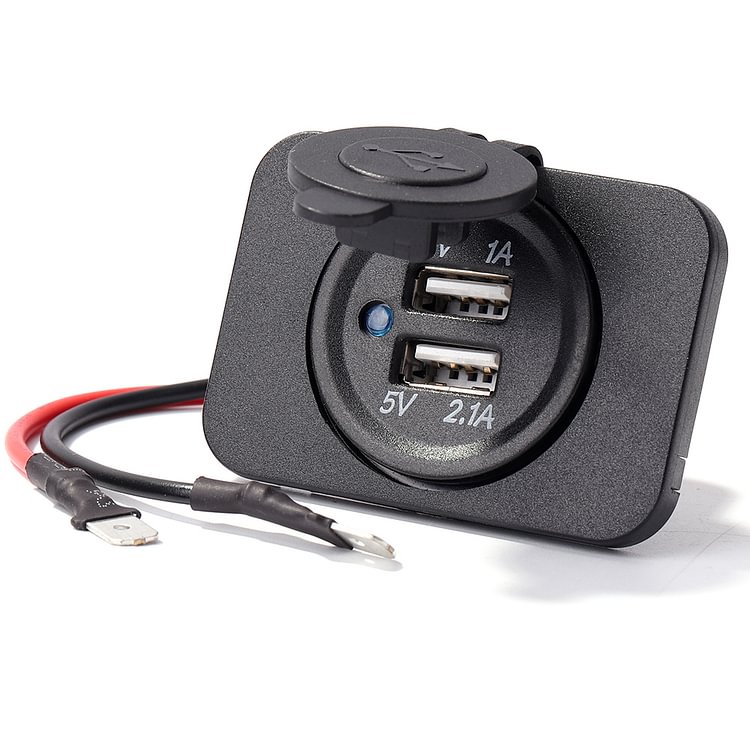 Waterproof Dual USB Car Charger Socket with Panel 3.1A USB Power Outlet Kit