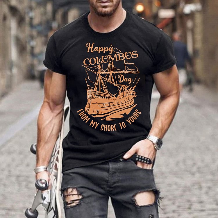 BrosWear Nautical Graphic Casual Short Sleeve T-Shirt