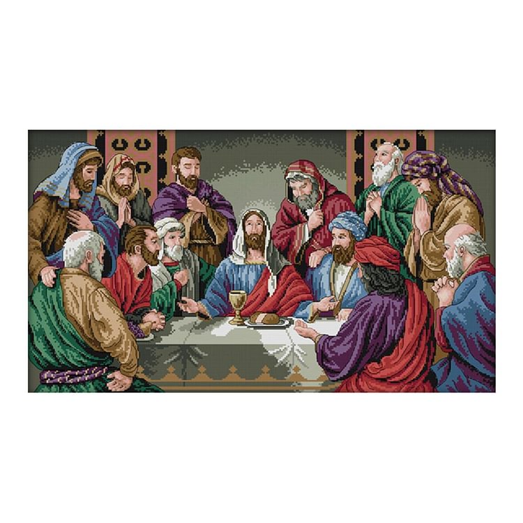 (14Ct/11Ct Counted/Stamped) The Last Supper - Cross Stitch Kit 61*37cm