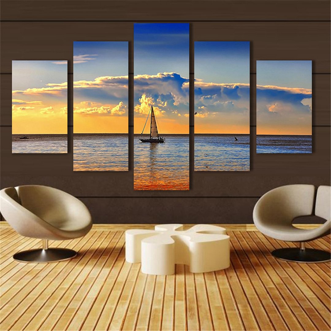 Sea Water Sailboat No Framed Painting Core Canvas Wall Painting  - vzzhome