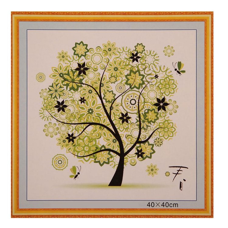 Colorful Four Season Treespring - 14Ct Stamped Cross Stitch Kit - 45*45CM