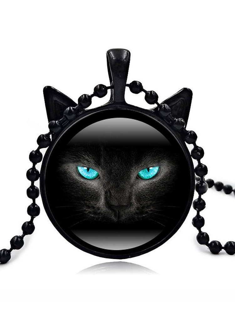 Black Cat Time Gemstone Necklace