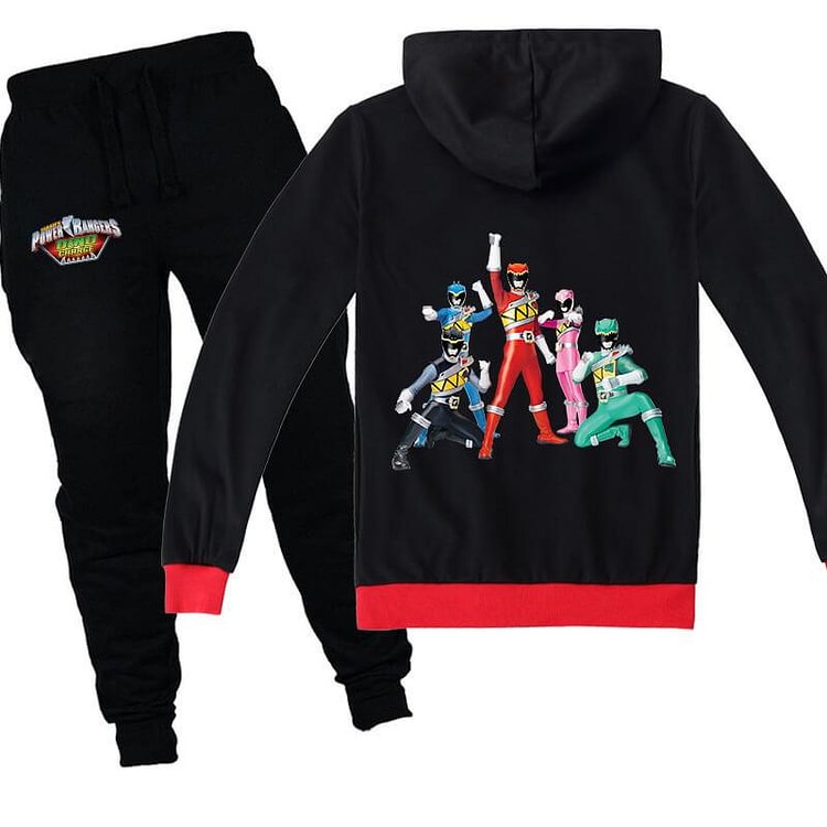 Mayoulove Girls Boys Power Rangers Dino Charge Print Hoodie And Pants Tracksuit-Mayoulove