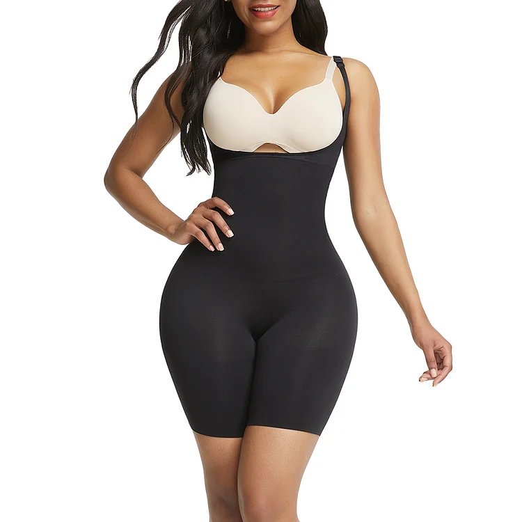 Wholesale Black High Waisted Seamless Shorts Waist Shapewear with Straps