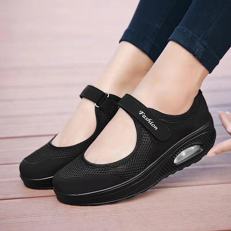 Women's Orthopedic Walking Nurse Shoes / Black - vzzhome