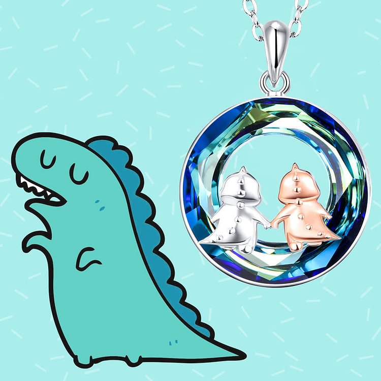 For Sister - S925 Like a Normal Sister but more Awesome Crystal Dinosaur Necklace