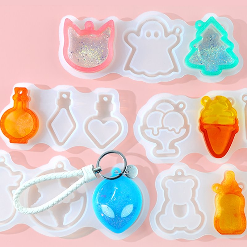 5pcs Quicksand Shell Silicone Resin Molds
