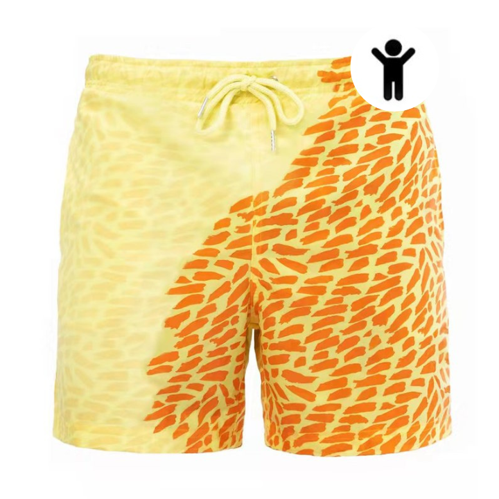 Kids Color Changing Swim Trunks | Yellow-Orange