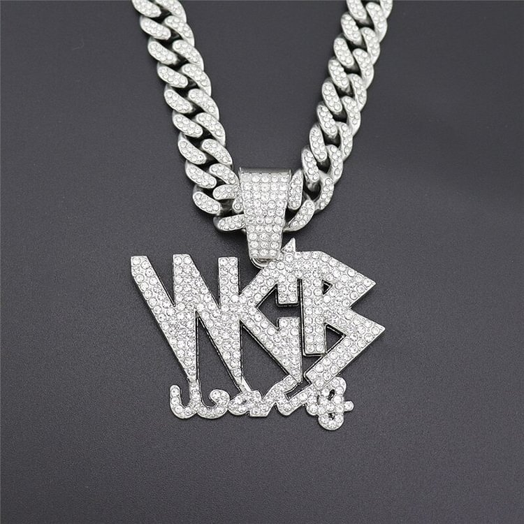 Iced Out Letter WCB Pendant Necklace For Men Hip Hop Jewelry Gifts