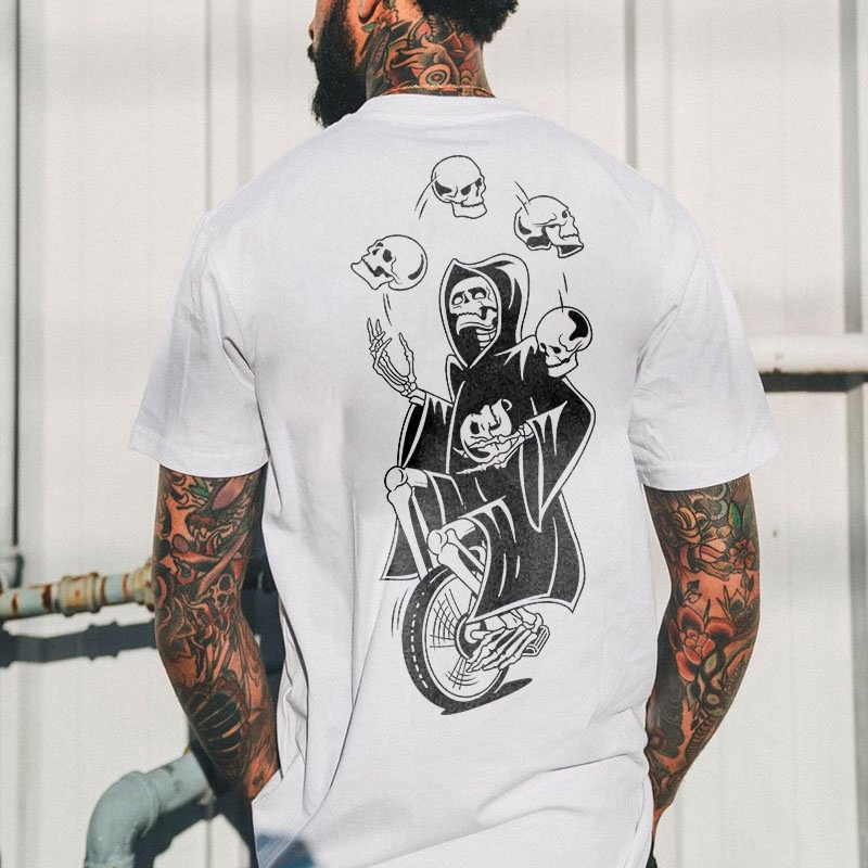 Juggling Skeleton Print Men's Casual T-shirt - Krazyskull