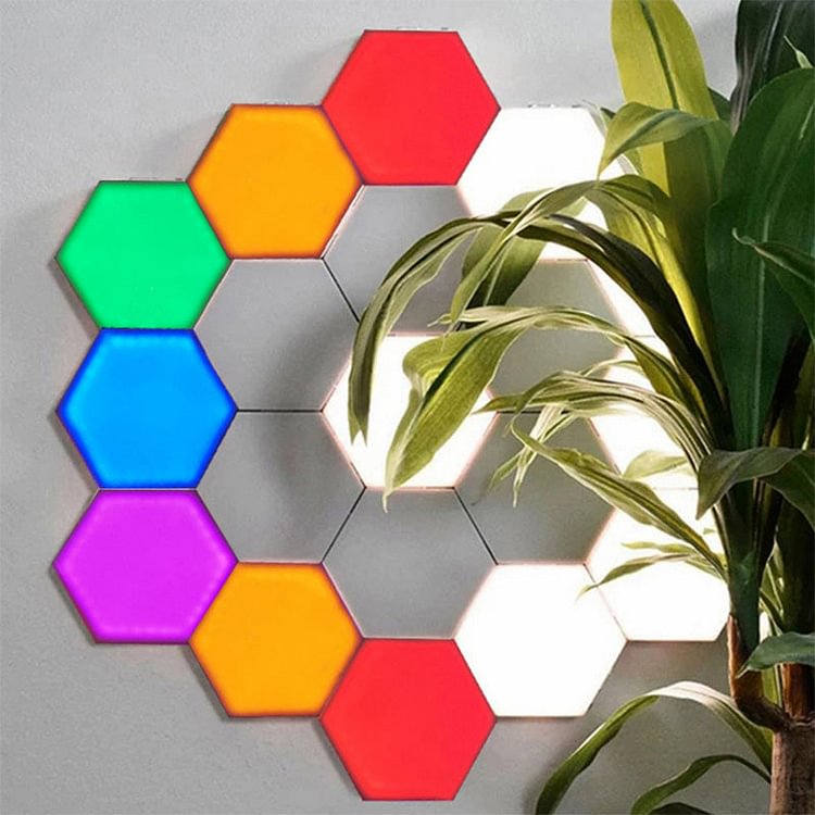 Hexagon Lights RGB Sync with Music, Smart LED Wall Lights with Remote Built-in Mic - tree - Codlins