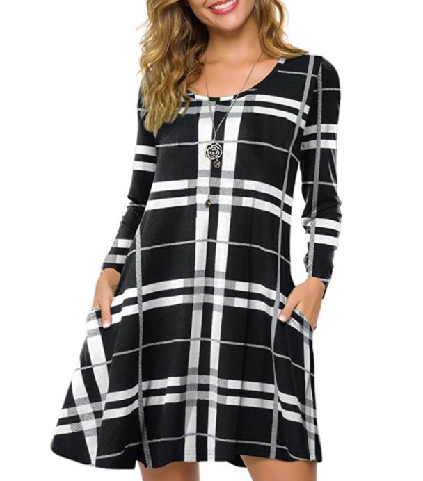 Loose Plaid Striped Women's Dress-Corachic