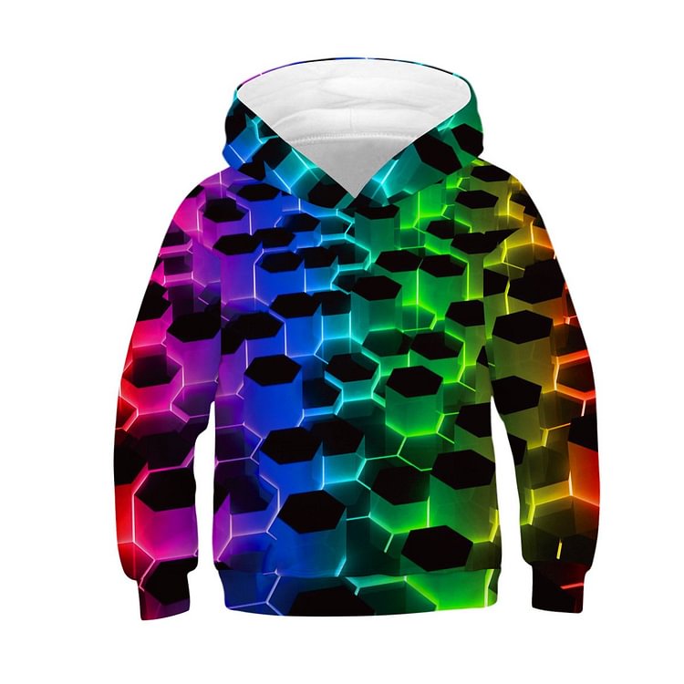 Kids Colorful Hexagons  Hoodie-Mayoulove
