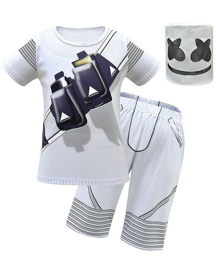 DJ Marshmello 3-12 Years Boys T-Shirt Fifth Pants Suit Cosplay Costume-Mayoulove