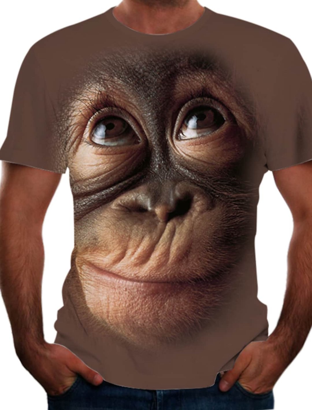 Men's TeeShirt 3D Print Graphic Orangutan Animal Print Short Sleeve Party Tops Chic & Modern Funny Comfortable Big and Tall Round Neck-Corachic