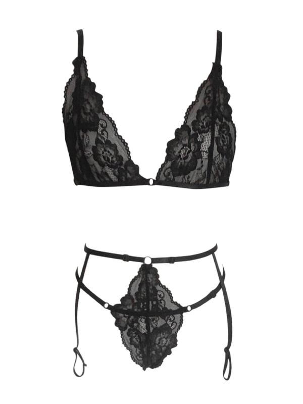 Lace Stitching Lingerie Set-Icossi