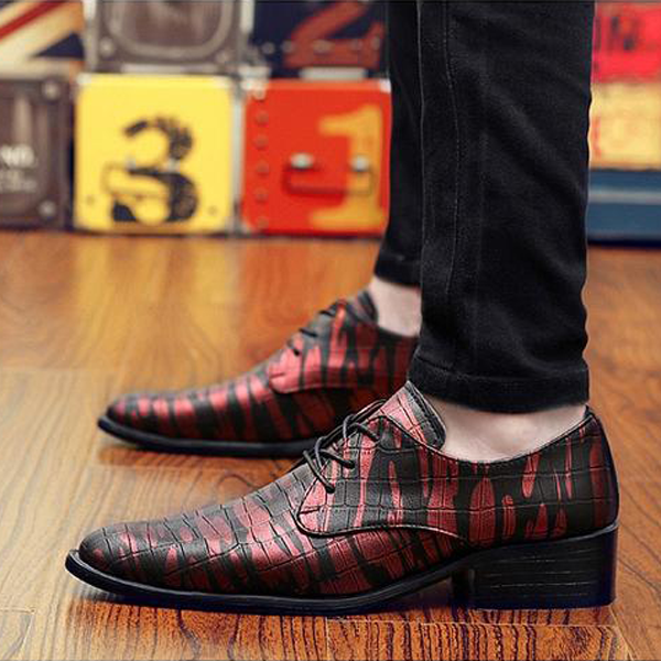 Pointed Toe Dress Shoes Fashion Print Lace Up Flats Casual Oxford Shoes-Corachic