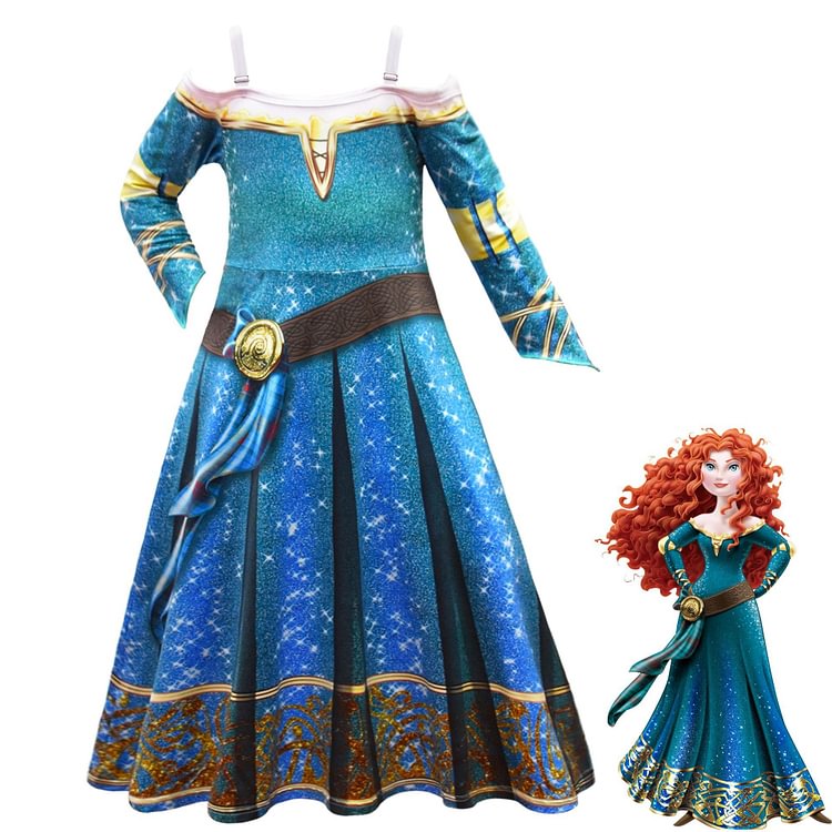 Mayoulove Brave Merida Princess Cosplay Dress for Baby Girls Bodysuit Halloween Fancy Jumpsuits-Mayoulove