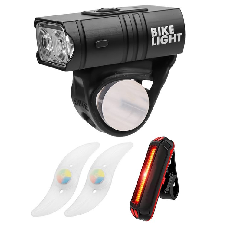 2xT6 LED Bike Light Set 6 Mode Waterproof MTB Headlight + Tail + Spoke Lamp