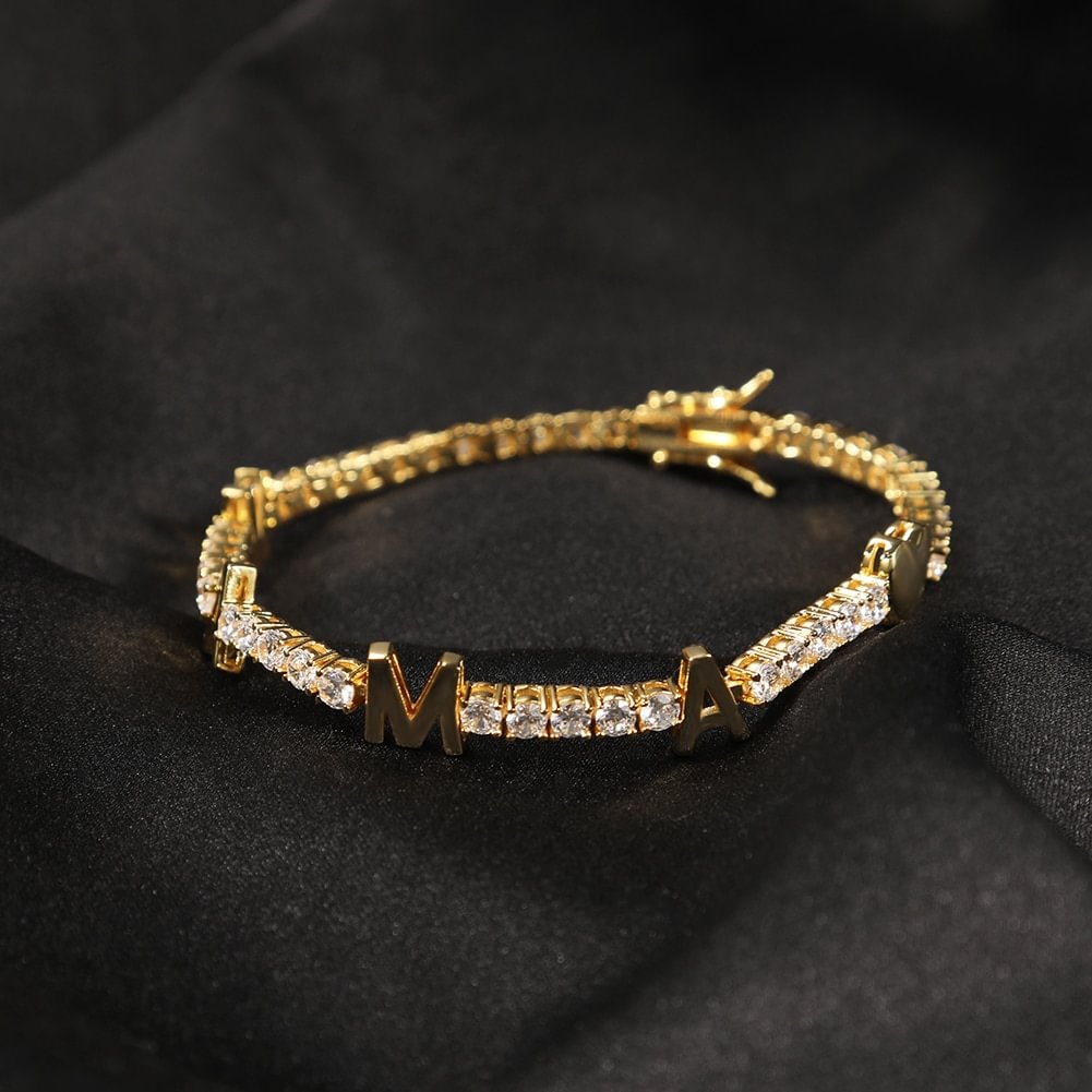 3MM Custom Name Tennis Chain Iced Out Bracelet Customized Jewelry-VESSFUL
