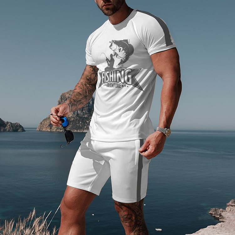 BrosWear Men's Outdoor Sports Short Sleeve T-Shirt Set