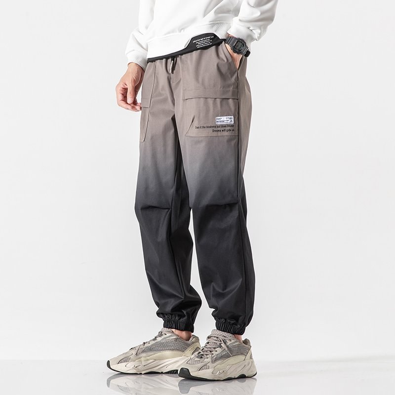 Contrasting Color Casual Functional Pants