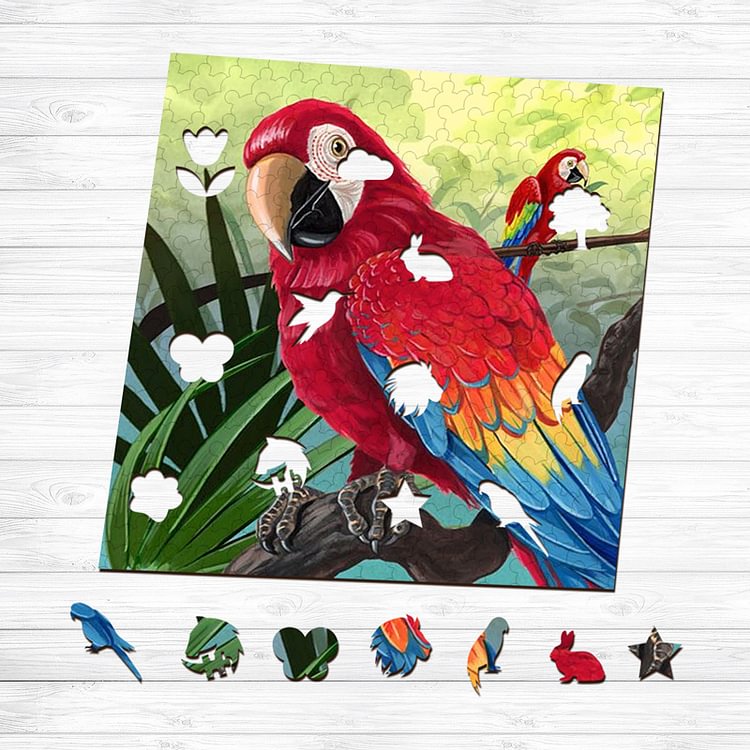 Red Parrot Wooden Jigsaw Puzzle