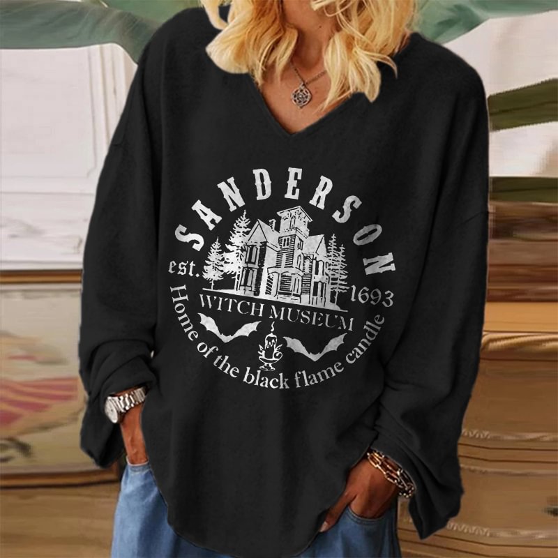 Sanderson Witch Museum Home Of The Black Flame Candle Printed T-shirt