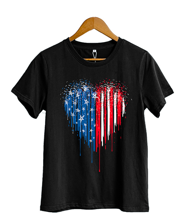 Women's Summer Top Independence Day Star Print Casual T-shirt