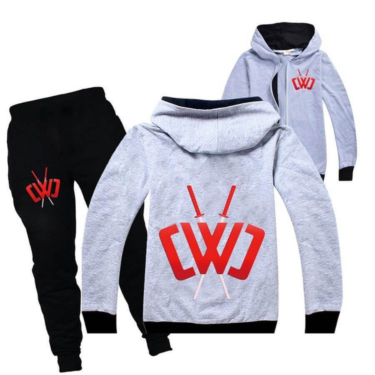 Mayoulove Chad Wild Clay Print Boys Girls Zip Up Hoodie And Sweatpants Tracksuit-Mayoulove